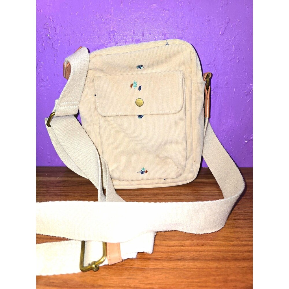 Universal Thread Off-White Corduroy Crossbody Bag Embroidered Messenger Bag